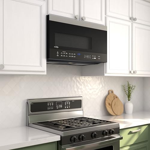 Image of KoolMore 30-inch 1.6 cu. ft. Over the Range Microwave Oven with Sensor Cooking, 1,000 Watts and 300 CFM in Stainless-Steel and Black, UL Listed