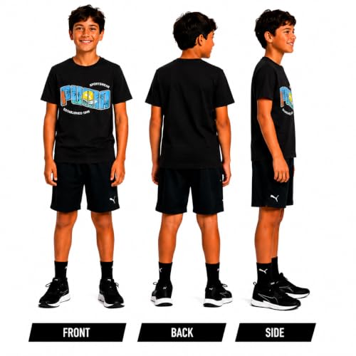Image of PUMA Boys T-Shirts Athletic Crewneck Short Sleeve Tees (Sizes S-XL) | Soft Breathable Cotton Blend, Comfortable Casual Fit, Great for School, Play & Everyday Wear