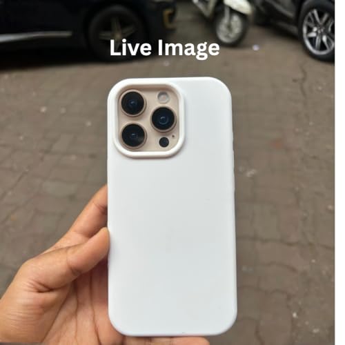 Image of Liquid Silicone Case Compatible for iPhone 15 Pro White | Slim Back Cover | Soft Touch Bumper | Shockproof Drop Protection | Microfiber Cloth Inside | Sleek Solid Design