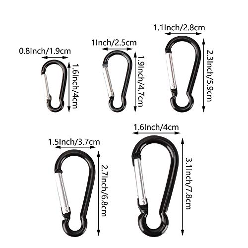 Swatom Aluminum Carabiner Clip 1.6 Inches Spring Snap Hook Keyring Carabiners For Camping Traveling Hiking Keychains Outdoor Accessories Black (10 Pcs) #TOP2