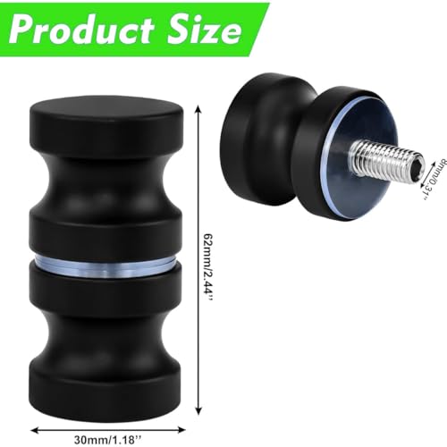 JJiaoLinin Dusche Türknopf,Türgriff Dusche,Türgriffe Innentüren,Badezimmer Dusche Glas Rund Doppelseitiger Türknauf,für Badezimmer Duschglastür für Bad, Küche und Büro,30 * 60mm(1Stück,Schwarz)