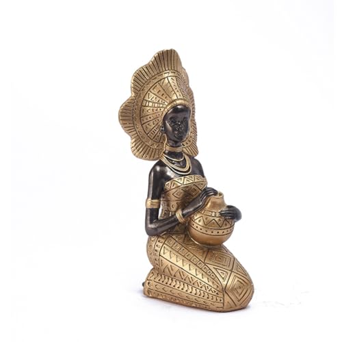 Wisboey Statue en RéSine DéCor Figurines RéTro Femmes Africaines Tenant des Pots de Poterie...