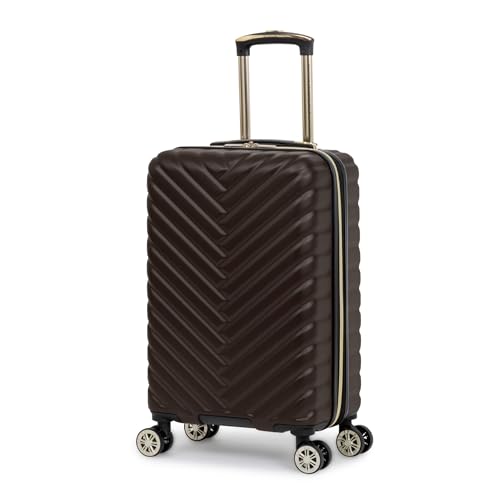 Image of Kenneth Cole REACTION Women's Madison Square Hardside Chevron Expandable Luggage, Chocolate Brown, 2-Piece (20 inch Carry On + Sophie Backpack), Kenneth Cole Reaction Women's Madison Square Hardside