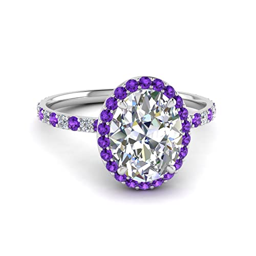 Image of Choose Your Gemstone Oval Halo Ring 925 Sterling Silver Oval Shape Halo Engagement Rings Gemstone Wedding Promise Gift Casual Wear Party Wear Daily Wear Office Wear US Size 4 to 12