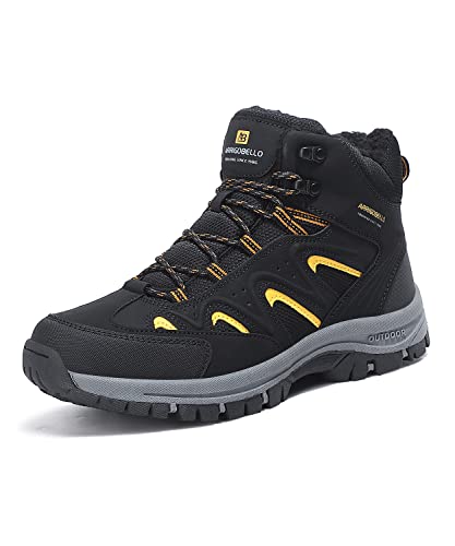 ARRIGO BELLO Stivali Uomo da Neve Invernali Trekking Scarpe Allineato Pelliccia Caloroso Caviglia Piatto Stivaletti Sportive Boots Hiker 41-46(Nero,44)