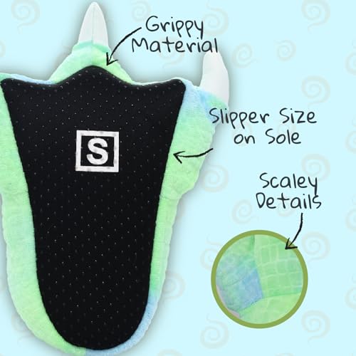WISHPETS Stuffed Animal Slippers - Soft Plush Toy for Kids and Adults ages 2-5, Shoe Sizes Toddler 5-11 - Green Dinosaur Claw Slippers4