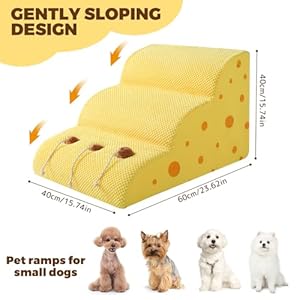 Pet-Ramp-for-Small-Dogs-to-Get-on-Couch-or-Low-Bed-3-Tiers-Gently-Sloping-Design-High-Density-Foam-Dog-Stairs-Pet-Steps-for-Older-Cats - Cucciolini Doodles Pet-Ramp-for-Small-Dogs-to-Get-on-Couch-or-Low-Bed-3-Tiers-Gently-Sloping-Design-High-Density-Foam-Dog-Stairs-Pet-Steps-for-Older-Cats