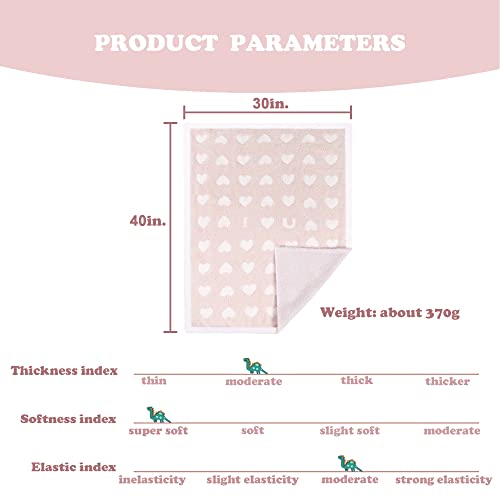 Image of BOBOYOYO Plush Baby Blankets for Newborn Girls Boys Heart Soft Fuzzy Warm Swaddle Receiving Blanket 30 x 40 Polyester Toddler Blanket for Crib Stroller Nursery