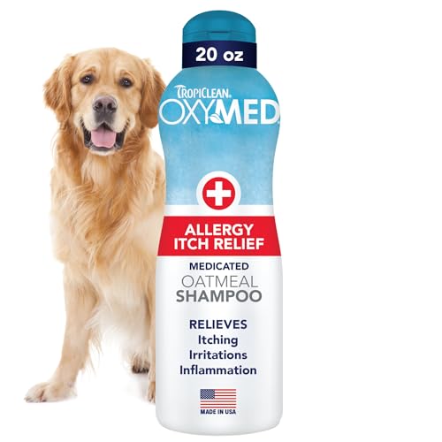 TropiClean OxyMed Dog Shampoo for Allergies and Itching, Gentle Moisturizing Oatmeal & Aloe Shampoo...