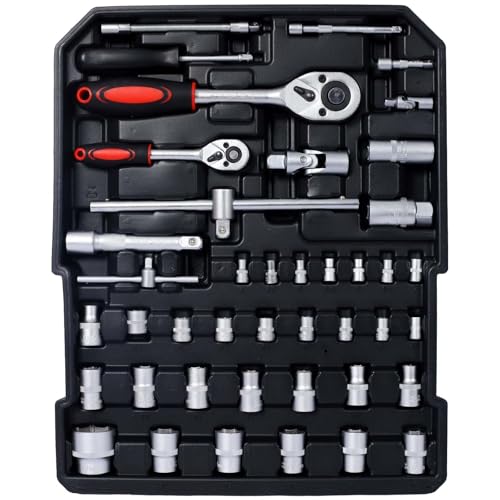 Kit de herramientas con 899 piezas y maletín rodante plata miniatura 3