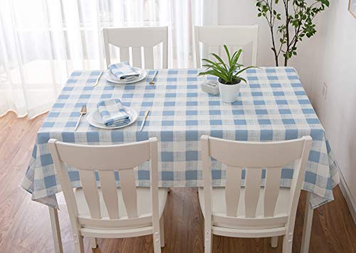 Vcvcoo Checkered Spillproof Tablecloths For Rectangle/Oblong Tables 60 X 84 Inch,Indoor Outdoor Picnic Dinner Farmhouse Table Cover, Blue And White Gingham Durable Table Cloth Washable #TOP6