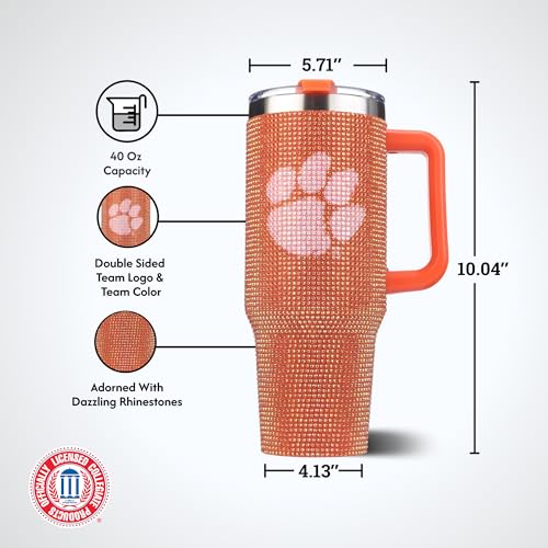 Image of The Memory Company Officially Licensed 40oz TC Bling Game Day Tumbler with Vintage Logo, Clemson University