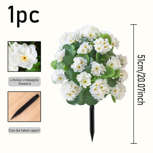 Flores artificiales de begonia con protección exterior para maceteros de jardín 6