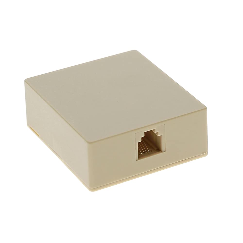 Beszin (1-Piece) RJ11 (6P4C) Modular Single Port Surface Mount Jack Box Ivory for Telehone/Phone Line with Mounting Screws