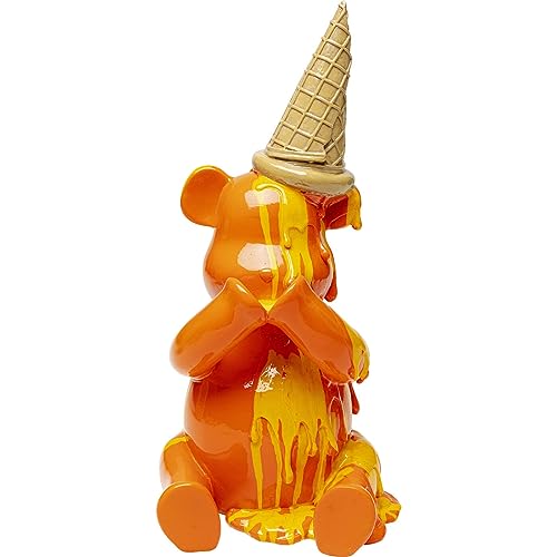 Design figura decorativa Sitting Gelato Bear arancione decorazione divertente motivo orsacchiotto stile pop art idea regalo 37 cm Seduto