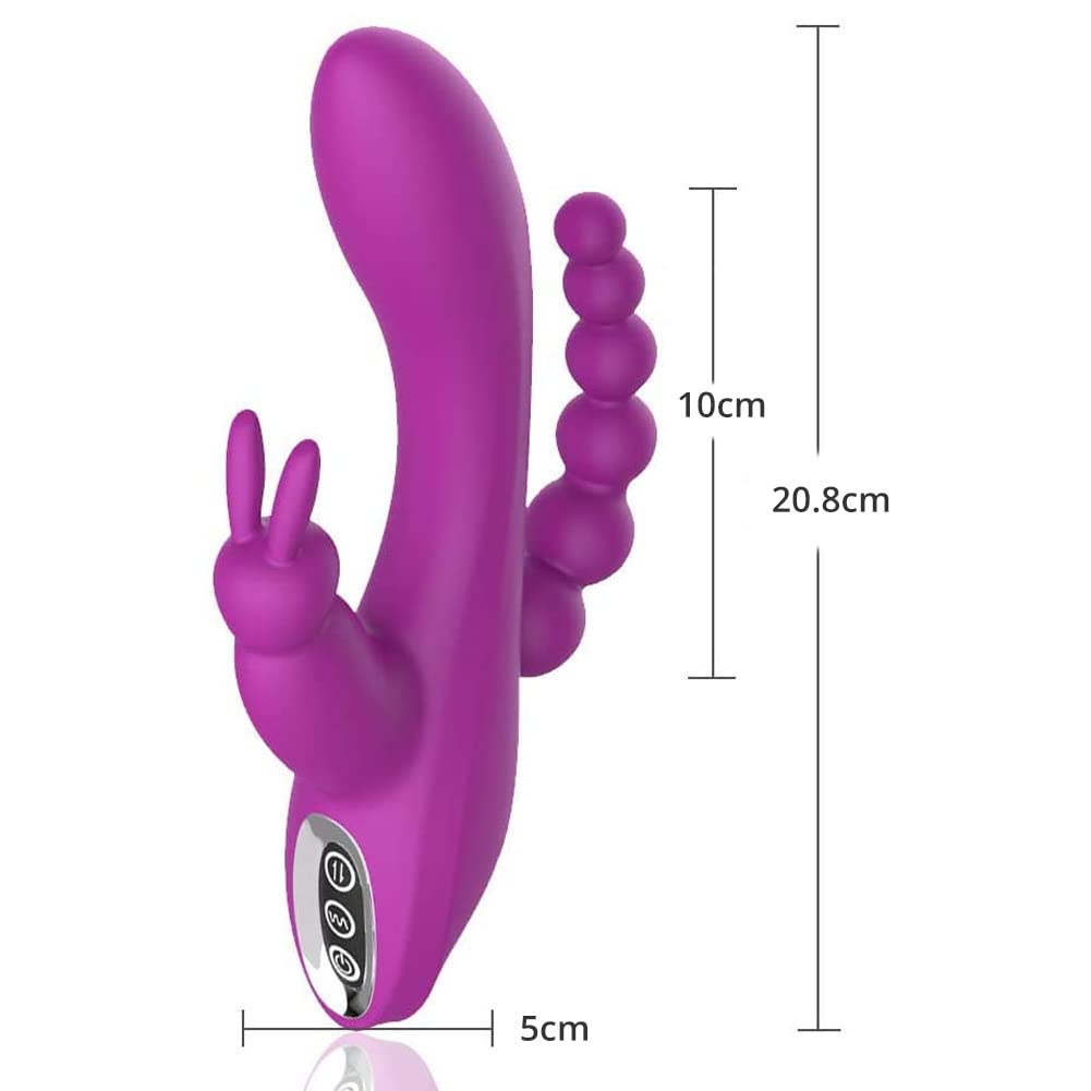 SXOVO 3 in 1 Rabbit Vibrator Stimolatore Anale Clitorideo G-Spot Ricaricabile con 7 Modalità di Vibrazione, Giocattolo Sessuale Impermeabile in Silicone per Donne e Coppie (Viola)
