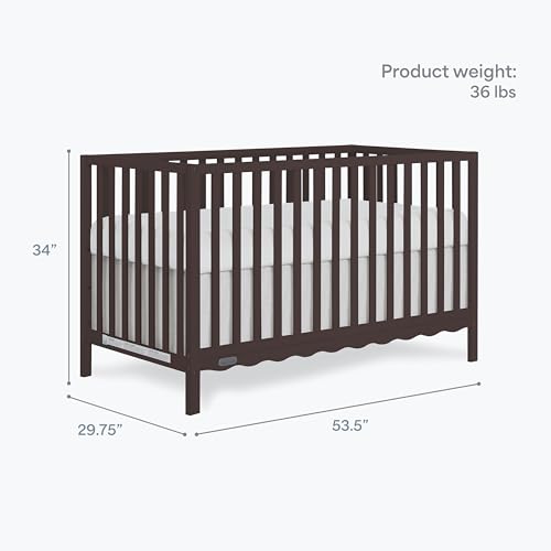 Image of Dream On Me Synergy Wave 5-in-1 Convertible Full Size Baby Crib, Chocolate