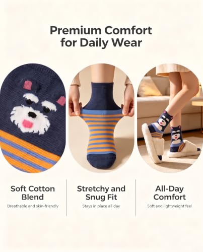 Image of Chalier 5 Pairs Socks for Women, Fun Cat Dog Animal Funny Socks Gifts