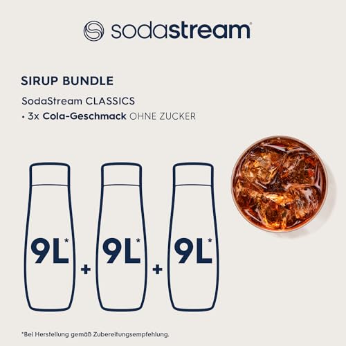 SodaStream Sirup 3x Cola ohne Zucker, 1x Flasche ergibt 9 Liter Fertiggetränk, Sekundenschnell zubereitet und immer frisch, 3x 440 ml 3