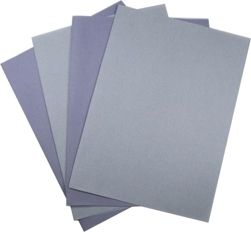 Image of KCS 4 /6 pc of 12 inch x 18 inch(30cmx45cm) 16 Count Cotton Aida Cloth Cross Stitch Fabric (4 pc,Light Grey+Light Steel Grey)