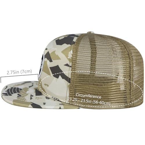 Image of BASSDASH Flat Brim Trucker Cap Adjustable Snapback Hat Mesh Back for Men Women