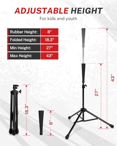 Image of Gonex Baseball Batting Tee for Kids Women & Men Travel Tee Ball Tripod for Baseball Practice Training Aid, Softball T-Ball Hitting Tee for Youth & Adult, Collapsible Portable, with Carrying Bag