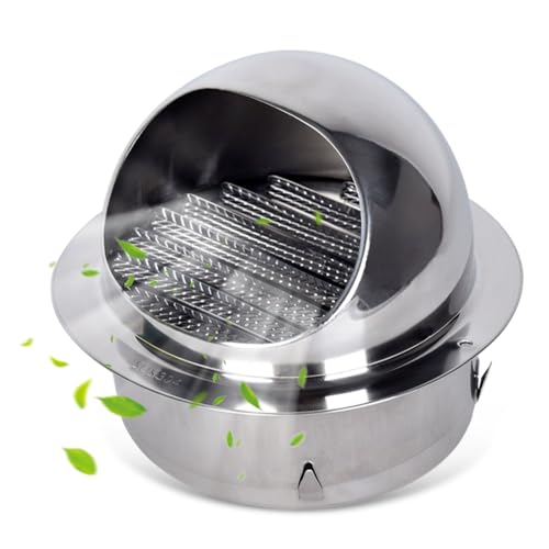 Rejilla de Ventilación 130mm con Malla Fina, Redonda Acero Inoxidable Cubierta de Rejilla de Ventilación Prueba de Lluvia con Salida de Ventilación y Rejilla Gruesa para el Sistema de Aire Fresco