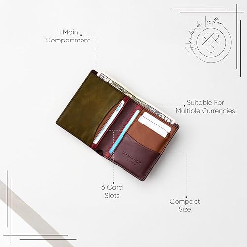 Wallet for Men, Slim Minimalist RFID Full-Grain Leather, Handcrafted Bifold Design, 6 Card Slots, in Gift Box with Pouch, for Christmas & Birthday, Brown Plus Colors3