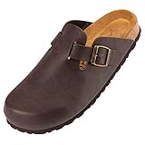  Palado Herren Damen Hausschuhe Kiel - geschlossene Sandalen - extra weiche Innensohle aus Velourleder - bequeme Clogs - Pantoletten mit Natur Kork-Fußbett Dunkelbraun 40 EU