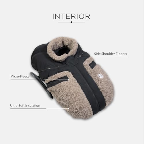Image of 7AM Enfant Car Seat Covers - Cocoon Baby Cover for Boys & Girls, Rain & Snow Repellent, Breathable Windproof, Center Zipper, Universal Fit for Infant Car Seat (0-12M) (Applique Oatmeal)