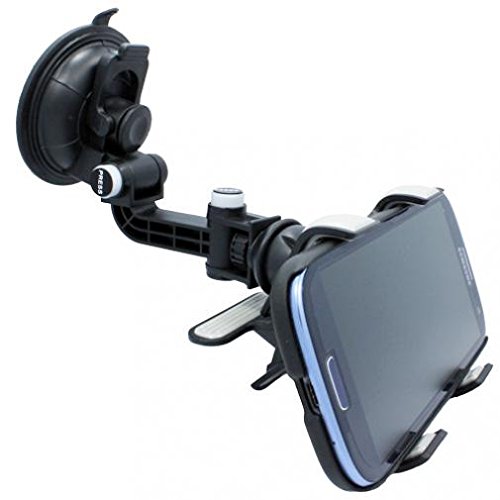 Multi-Angle Swivel Car Mount Dash Windshield Holder Cradle Window Dock Compatible with T-Mobile Samsung Galaxy J3 Star (2018) - T-Mobile Samsung Galaxy J7 - T-Mobile Samsung Galaxy Note 3 (SM-N900T)