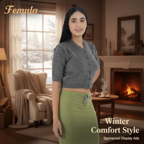Image of Women Winter Wear V-Neck Half Sleeves Regular Fit Woollen Blouse