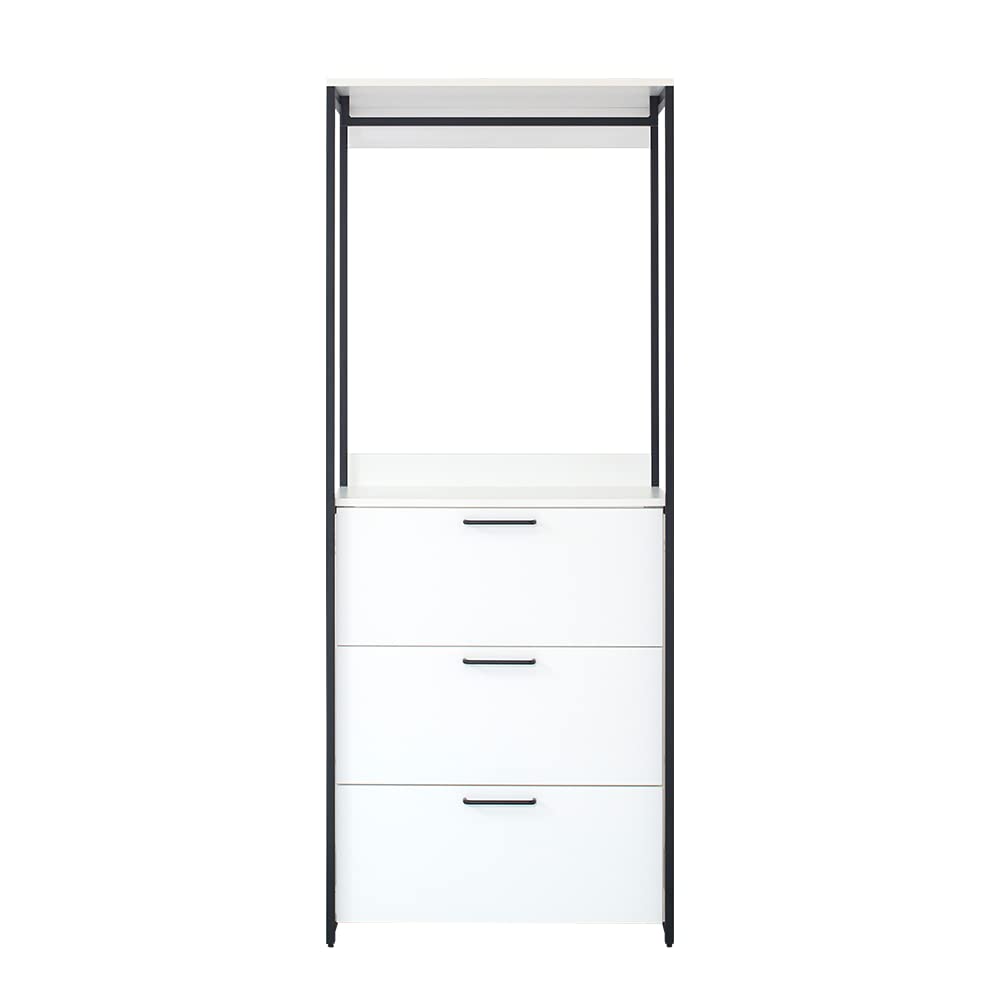 Wood and Metal Walk-in Closet System with Three Spacious Drawers, Practical Solution for Bedroom Organization