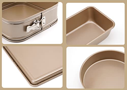 Nonstick Baking Pan Bakeware Sets 5Pcs For Starter By Hytk, 10X15Inch Cookie Sheet Tray 6 Cup Muffin Pan 9Inch Round/Square Springform Cake Pan 1Lb Loaf Bread Pan Carbon Steel Non-Toxic Bpa Free Gold #TOP2