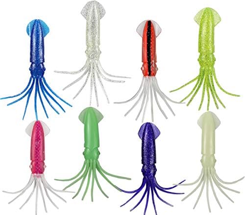 JSHANMEI Octopus Lures Squid Skirt Bait Glow in Dark Luminous Soft Trolling Fishing Lure Hoochies Saltwater