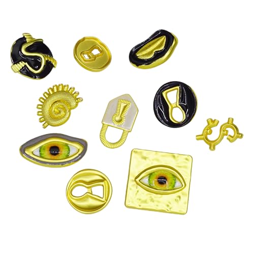 Decorative 10 PCS Gold-Toned Metal Buttons,Eye,Snail,Lock,Lip Sewing Buttons for Cloth,Handmade
