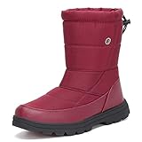  Mishansha Botas de Nieve Mujer Zapatos Invierno Forro Calentar Botines Plano Impermeable Antideslizante para Mujeres Al Aire Libre,Rojo 38 EU