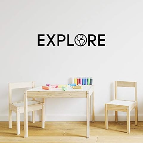 Vinyl Wall Art Decal - Explore - 7.5" x 40" - Modern Travel Trendy Window Door Apartment Decoration - Motivational Home Bedroom Living Room Work Office Workplace Peel Off Stickers (7.5" x 40", Black) Cover