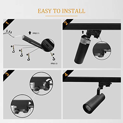 Upo Led Track Lighting, 5-Led 1500 Lumens 4000K Track Lighting Kit, Adjustable Track Head Easy Installation, Led Bulbs Included, Black #TOP3