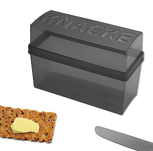 WESTCRAFT 1er | 2er | 4er Knäckebrot Box Set für z.B. Sauerteig Roggen Crisp Knäcke | finnisches schwedisches Knäcke Brot in Scheiben | Aufbewahrung | kleine Mini Brotbox 20 x 14 x 9 cm Schwarz
