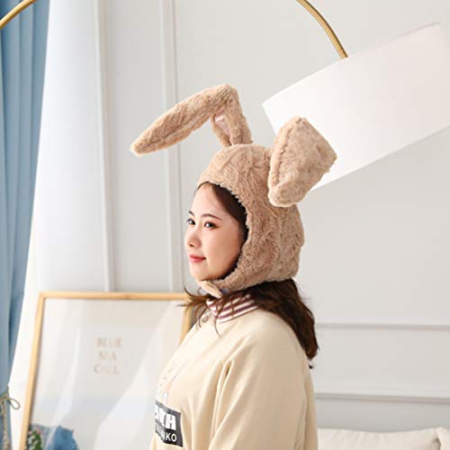 KESYOO Chapéu de Orelhas de Coelho de Pelúcia Orelhas de Coelho Macias Capuz Boné de Inverno Quente