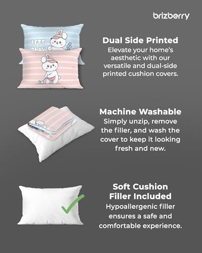 Image of Brizberry Kids Pillow Cushion with Super Soft Fabric | Animal & Cartoon Prints | 12x18 inches (Design 17)