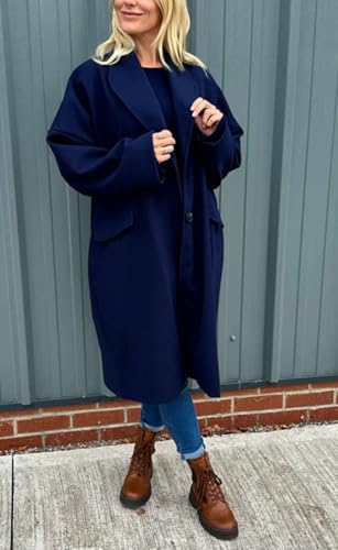 chouyatou Women's Winter Shawl Collar Long Wool Coat Single Breaseted Dressy Casual Pea Coat Overcoat2