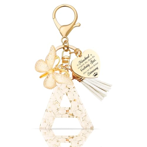 Anruzon Schlüsselanhänger Mädchen Buchstabe - Schlüsselanhänger mit Anfangsbuchstaben Schlüssel Anhänger - Einschulung Geschenk - Keychain Geschenk für Kinder, Mädchen, Frauen