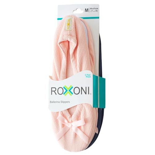 Roxoni Women's Flat Slip On Terry Classic Cotton & Velour Ballerina Slippers (Pack of 2)4