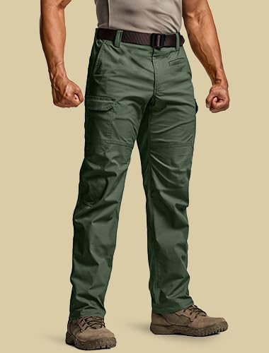 CQR Men's Utility Flex Cargo Pants, Classic-Fit Casual Stretch Work Pants, Water Resistant Lightweight Tactical Hiking Pants - Image 3