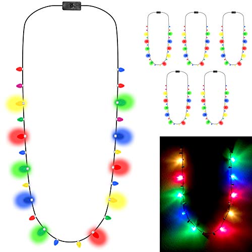 Glowmaker Christmas Necklace | Bright Light | Best Christmas Accessories | Fun and Bright 38 inch Necklace | Indoor Ornament Christmas Necklace | (Pack of 6) (6 Pack NL)