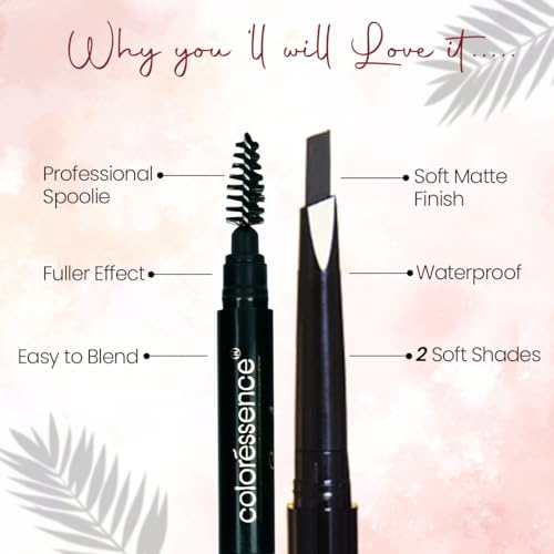 COLORESSENCE Eyebrow Pencil 3 in 1 Multifunction Brow Filling Styler with Spoolie Shaping Brush - 0.25 g (Black) - Image 3