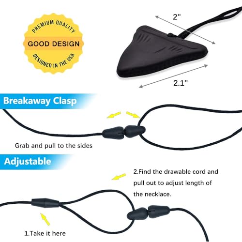 Image of Toddler 1 Pcs Silicone Oral Motor Aids Chewy Necklace Sensory For Autism, Adhd, Anxiety Or Special Needs- Reduces Chewing Fidgeting For Boys Girls Adults Chewer(Black)