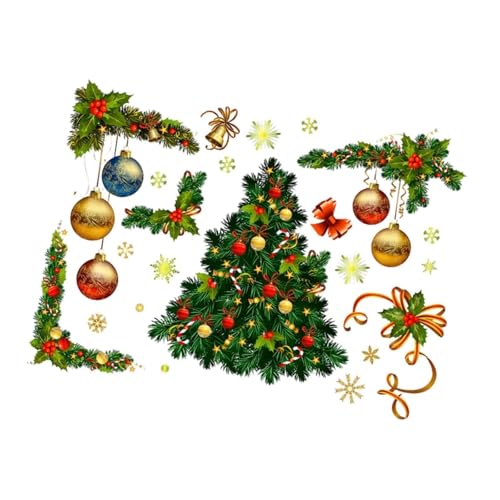 YBNKKUXKN vinilo frigorifico Pegatinas navideñas for ventanas, pegatinas con escenas navideñas, decoraciones navideñas for ventanas de PVC, 50 x 70 cm adornos navidad